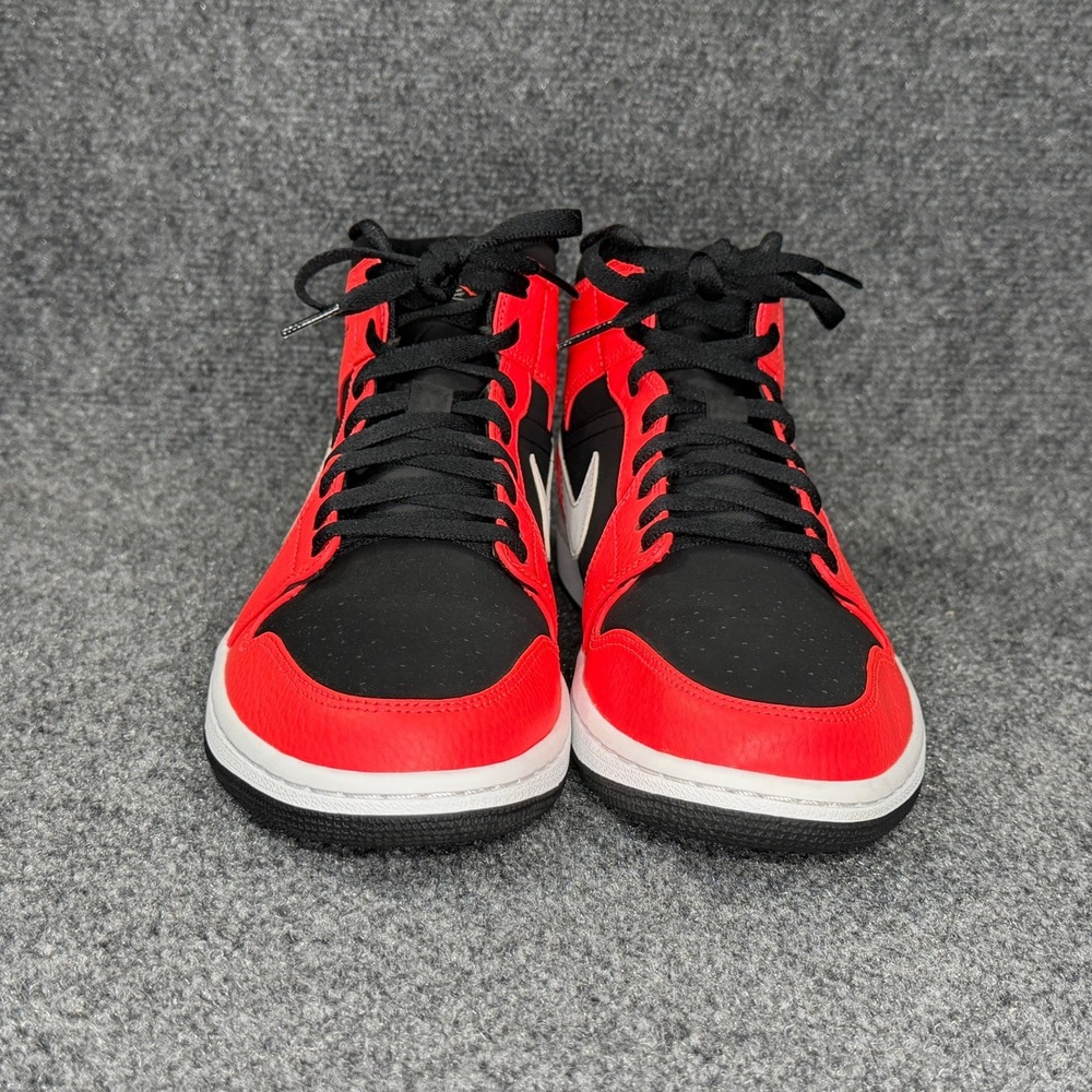 Jordan 1 Mid Shoes Men 10.5 Infrared 23 Red Black Athleitc Retro Hooping Sneaker - Picture 2 of 14